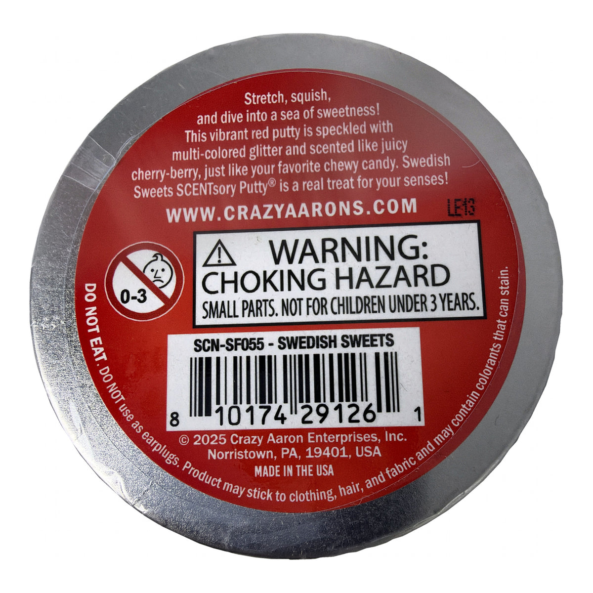 Crazy Aaron's SCENTsory Putty Swedish Sweets Cherry Berry 0.7 oz Tin