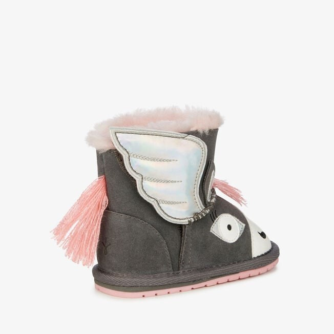 Emu Australia Pegasus Walker Size 10 Kids - Charcoal & Pink K12757
