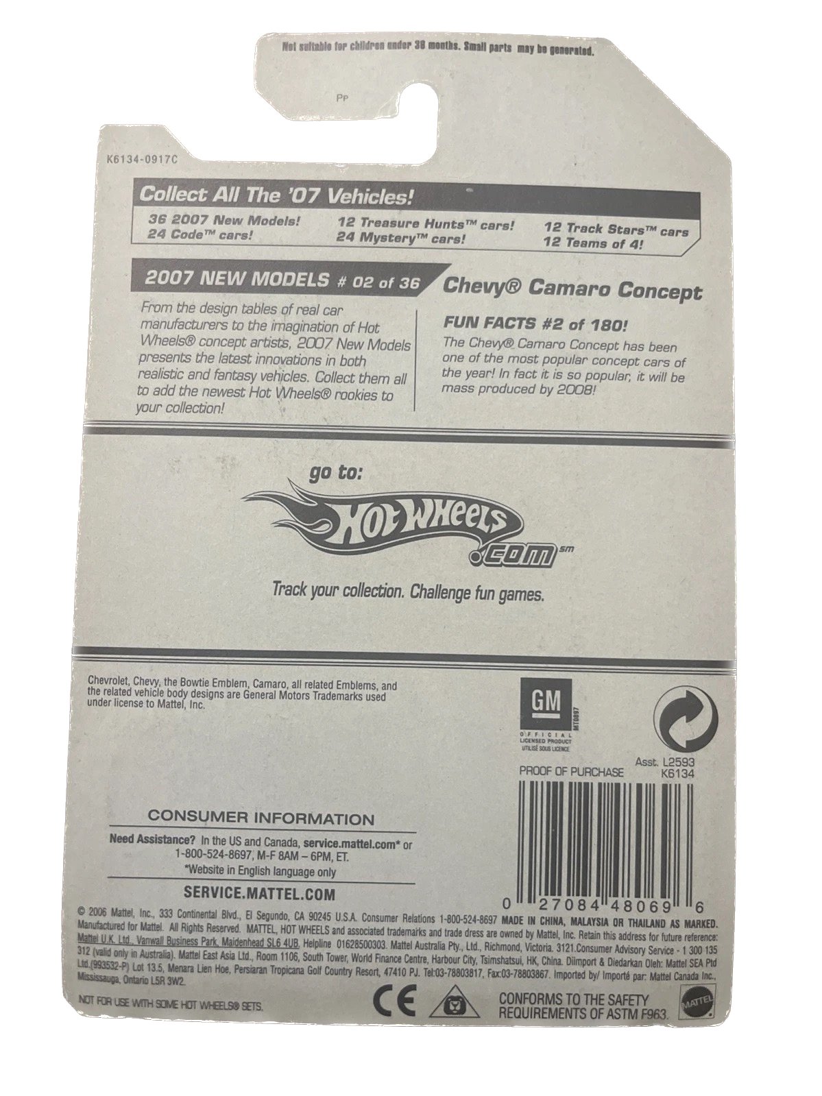 2007 Hot Wheels Chevy Camaro Concept New Models #2 Silver (ub)