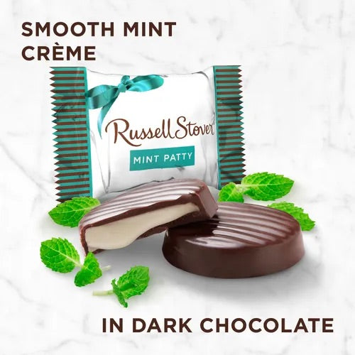 Russell Stover *MINT PATTY" Dark Chocolate Candy- 6 oz. - (Includes 2 Bags}