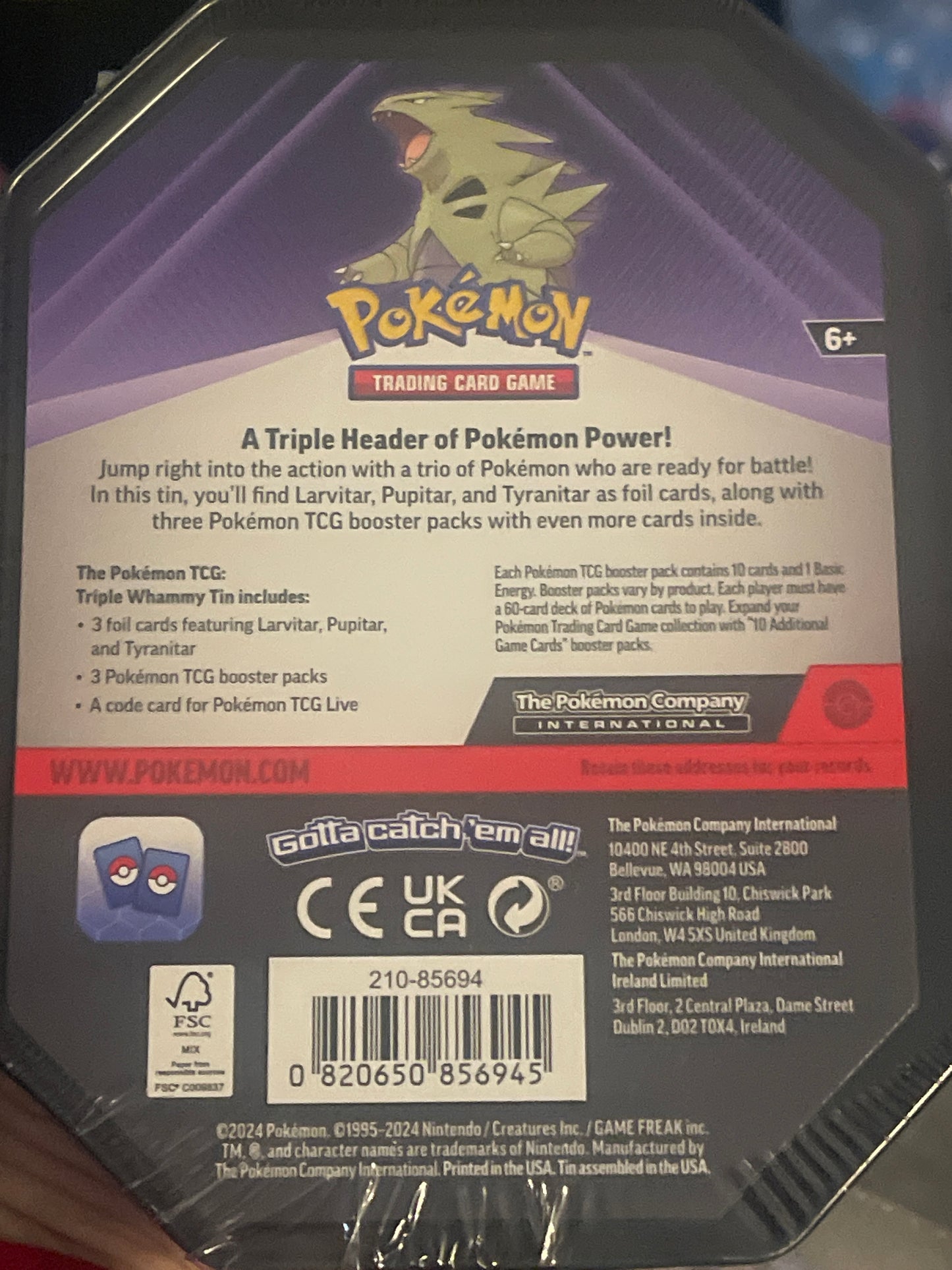 Pokémon TCG Triple Whammy Tin — Tyranitar | Miscellaneous Cards & Products (MCAP)