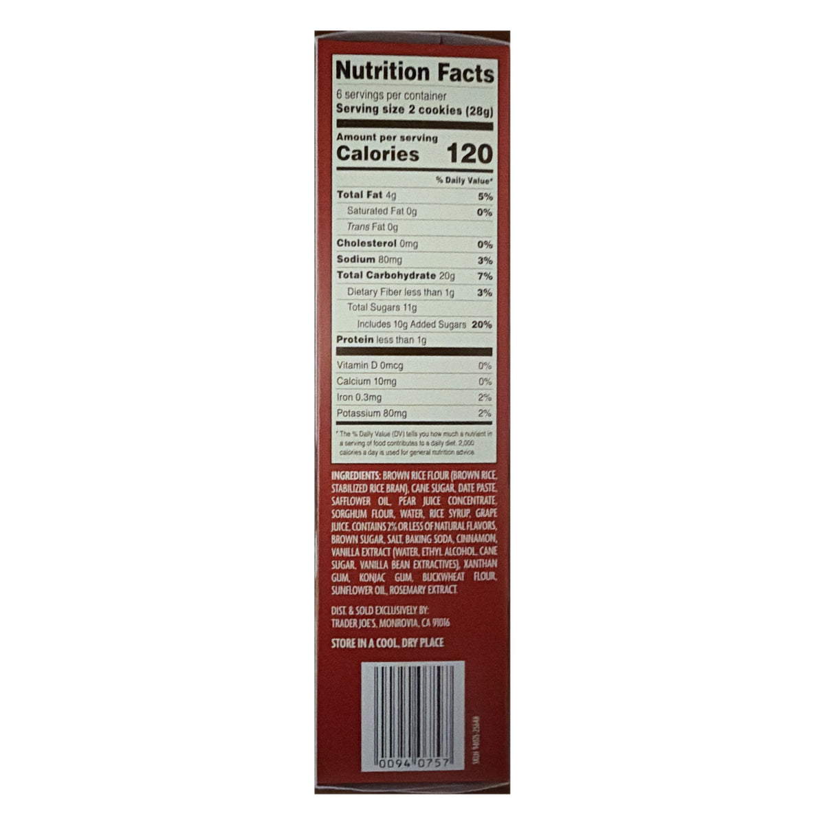 Trader Joe's Soft-Baked Snickerdoodles nutrition facts, ingredients and barcode