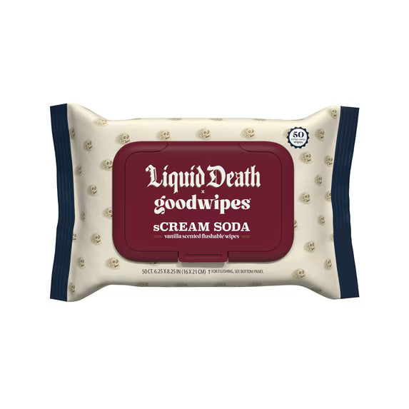 Liquid Death x Goodwipes | sCream Soda | Vanilla Scented Flushable Wipes | 3-Pack