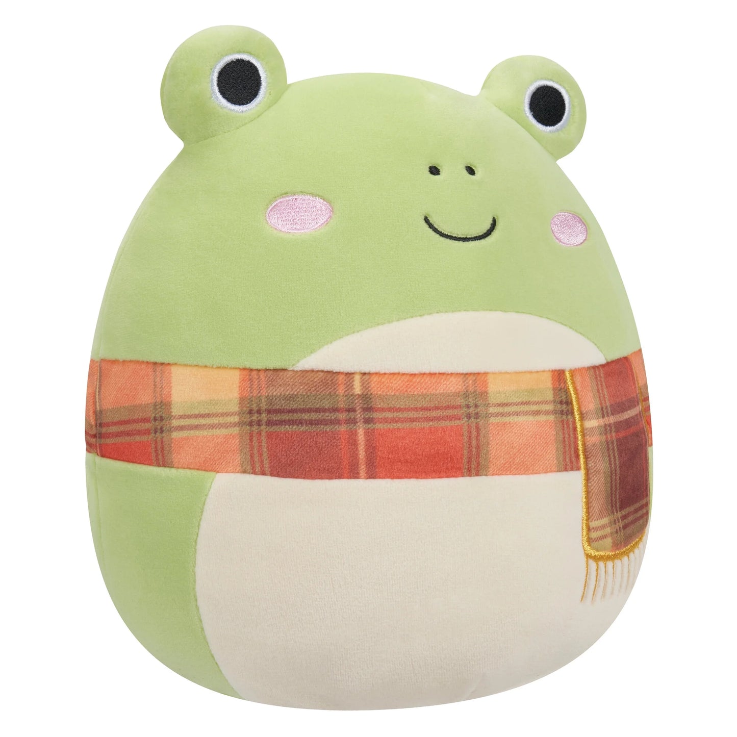 Squishmallows Official 7.5 inch Wendy the Green Frog with Plaid Scarf - Child's Ultra Soft Plush Toy