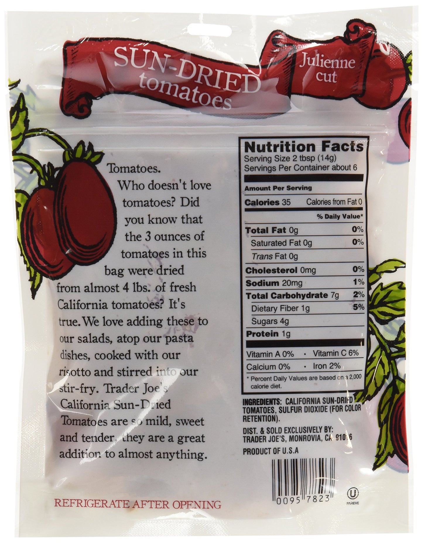 Trader Joe's California Sun-Dried Tomatoes - 3 oz (2 Pack) | Premium Julienne Cut