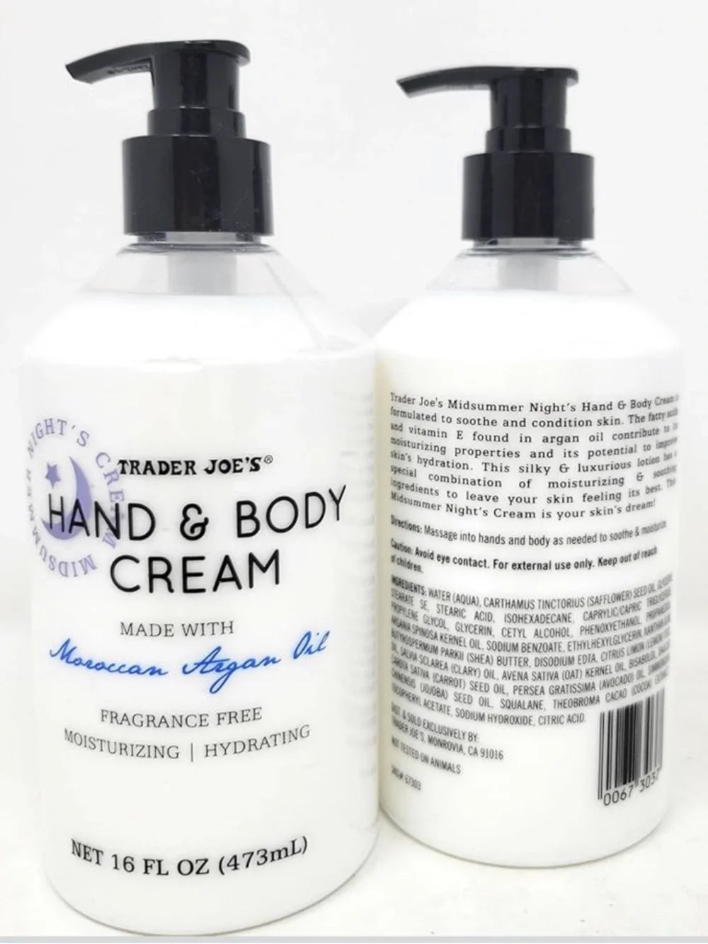 Trader Joe's | Hand & Body Cream | Moroccan Argan Oil | 2-Pack