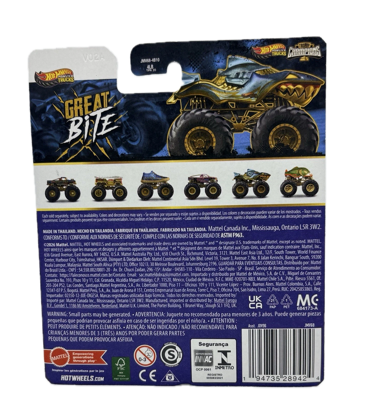 Mattel | Hot Wheels Monster Trucks Trophy Champions Great Bite | 1:64 Scale Die-Cast