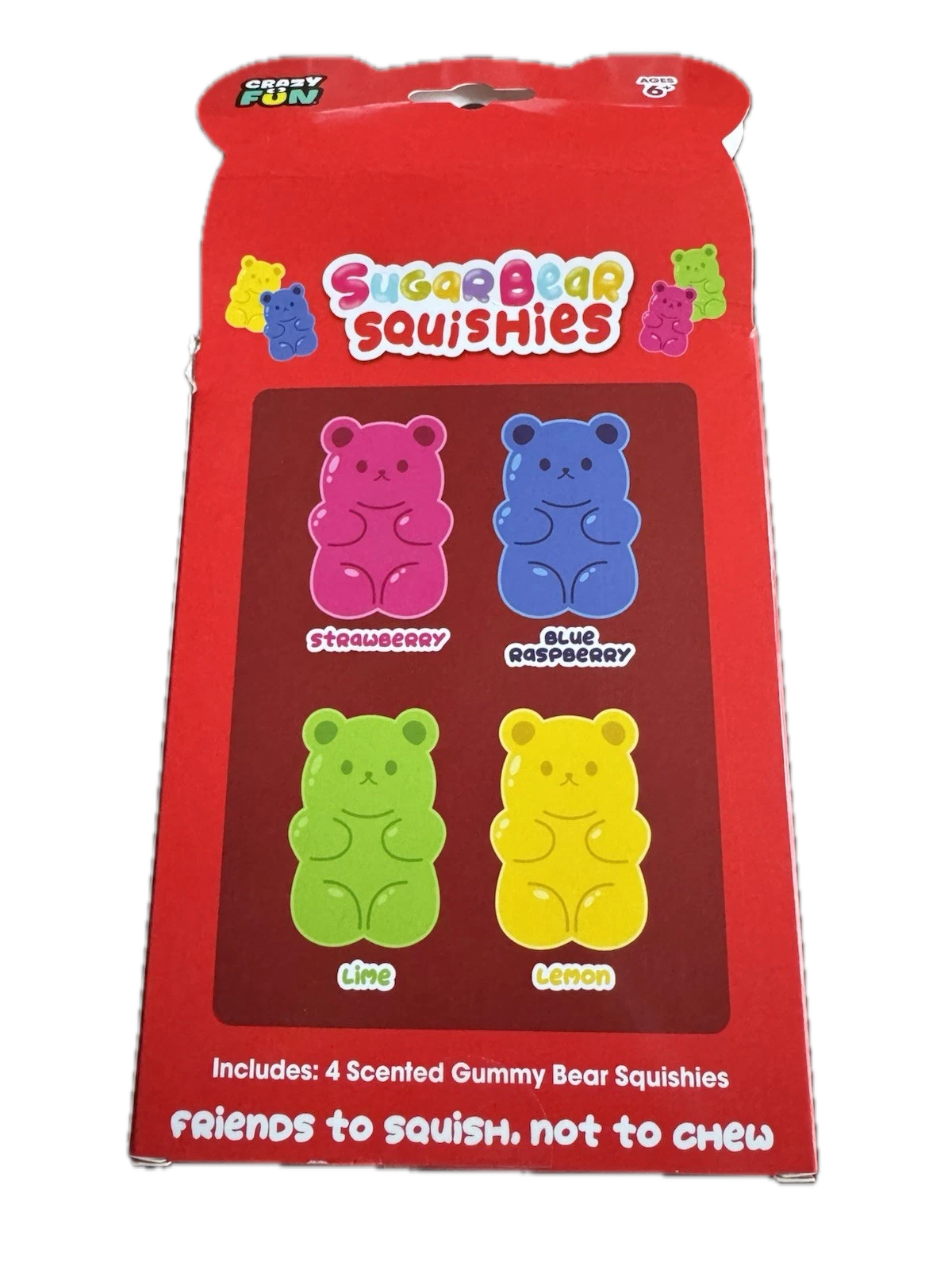 Crazy Fun Sugar Bear Squishies | 4-Pack Gummy Bear Squish Toys