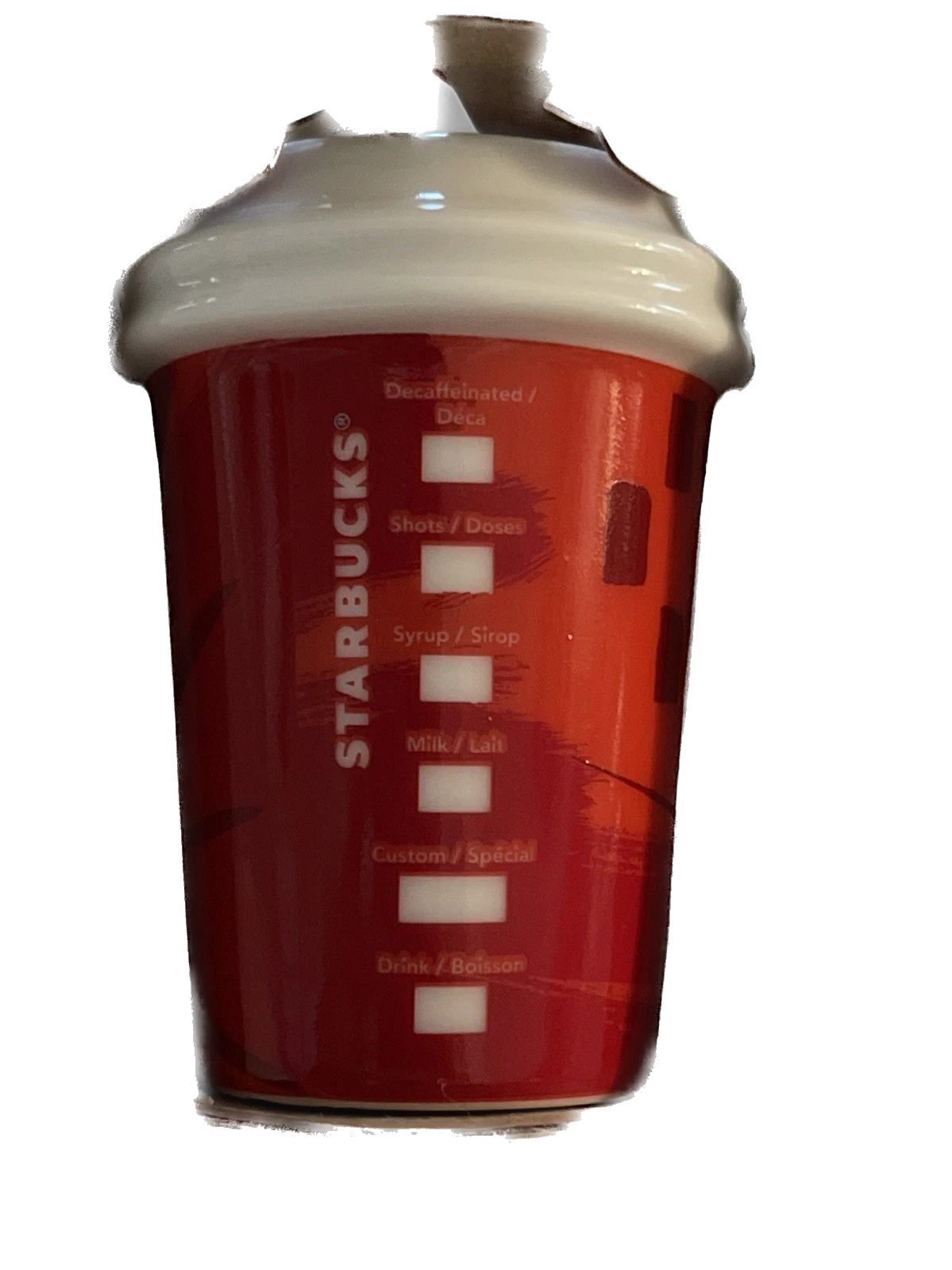 STARBUCKS Christmas Ornament Ceramic Red Tumbler Cup