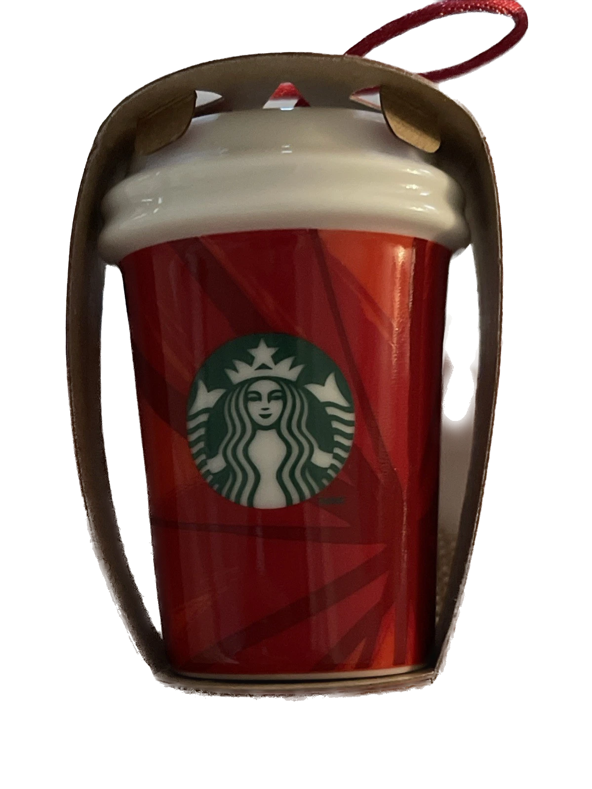 STARBUCKS Christmas Ornament Ceramic Red Tumbler Cup
