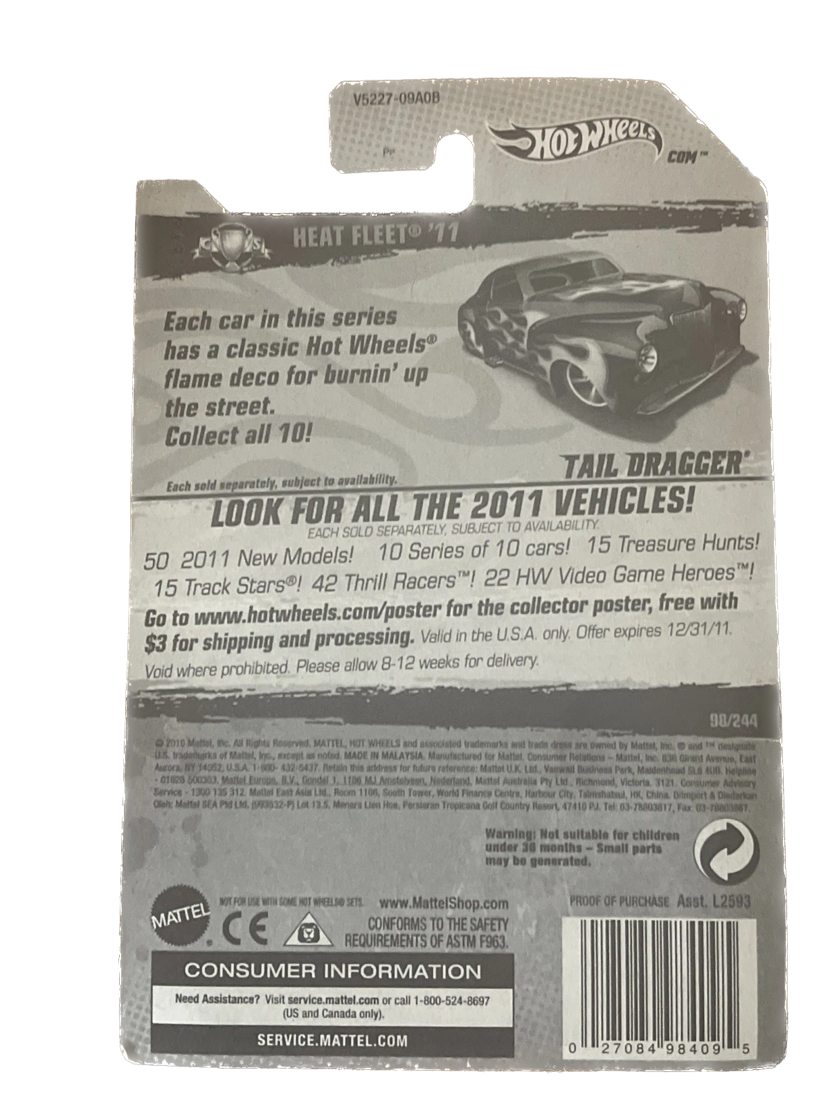 2011 Hotwheels Trail Dragged Purple Hear Fleet