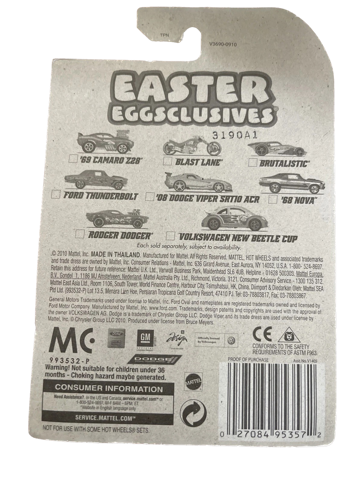 2011 HOT WHEELS EASTER FORD THUNDERBOLT