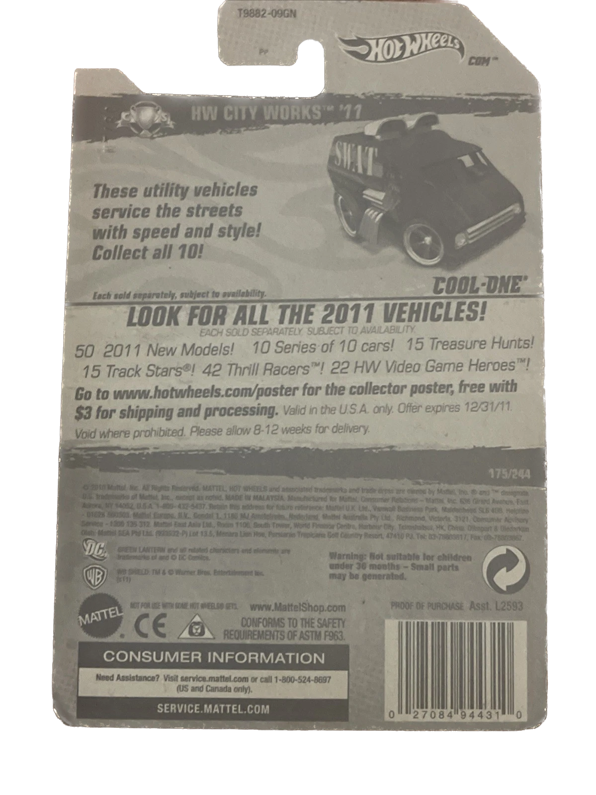 2011 Hot Wheels #175 City Works-SWAT Tactical Rescue COOL-ONE; Dark Blue