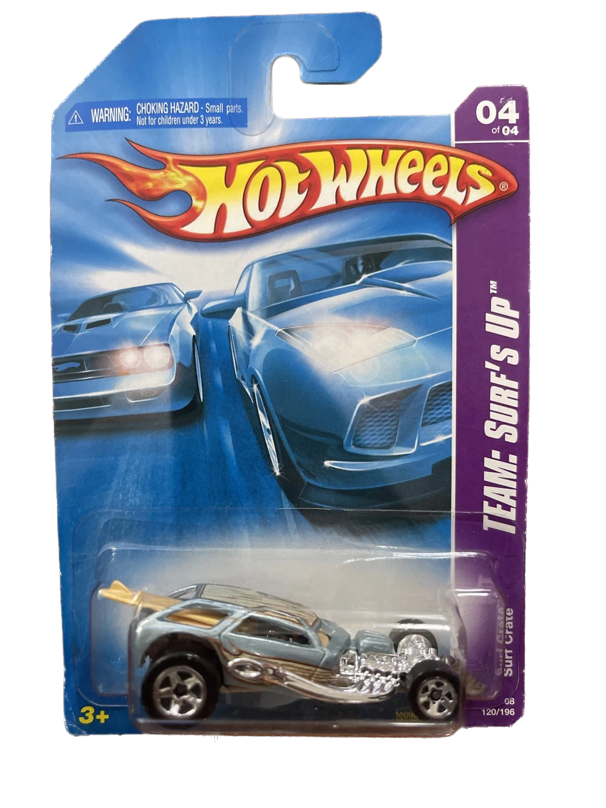 2008 Hot Wheels Team: Surf's Up #4/4, Surf Crate, Lt Blue, Collector #120/196