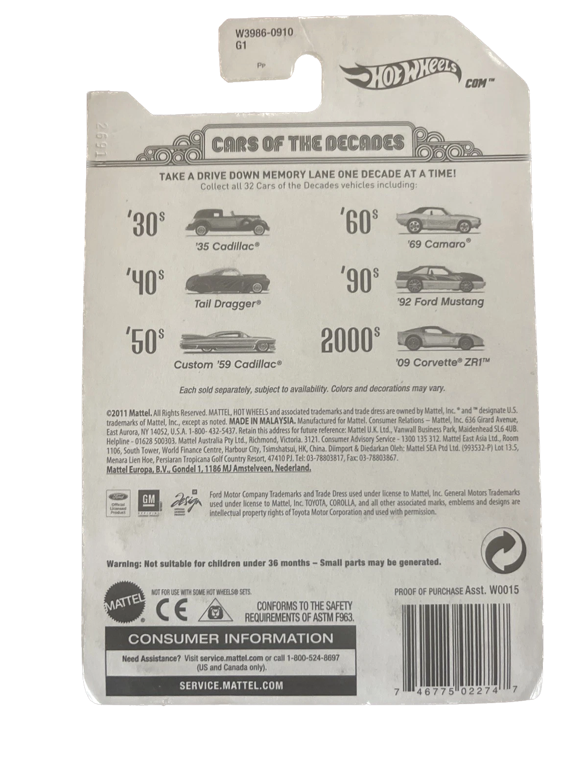 Hot Wheels Cars Of The Decades The 40's Tail Dragger 5/32 2011 NIP