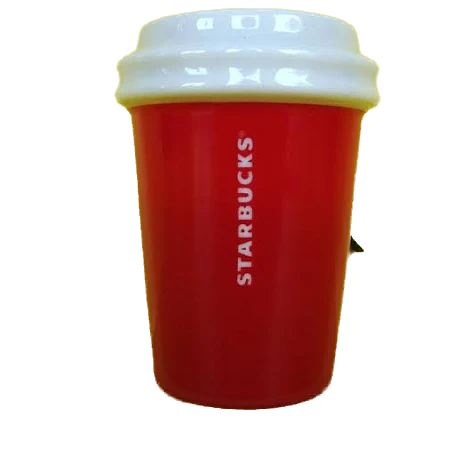 2015 Starbucks Christmas Ornament- Red Coffee Cup Holidays Ceramic
