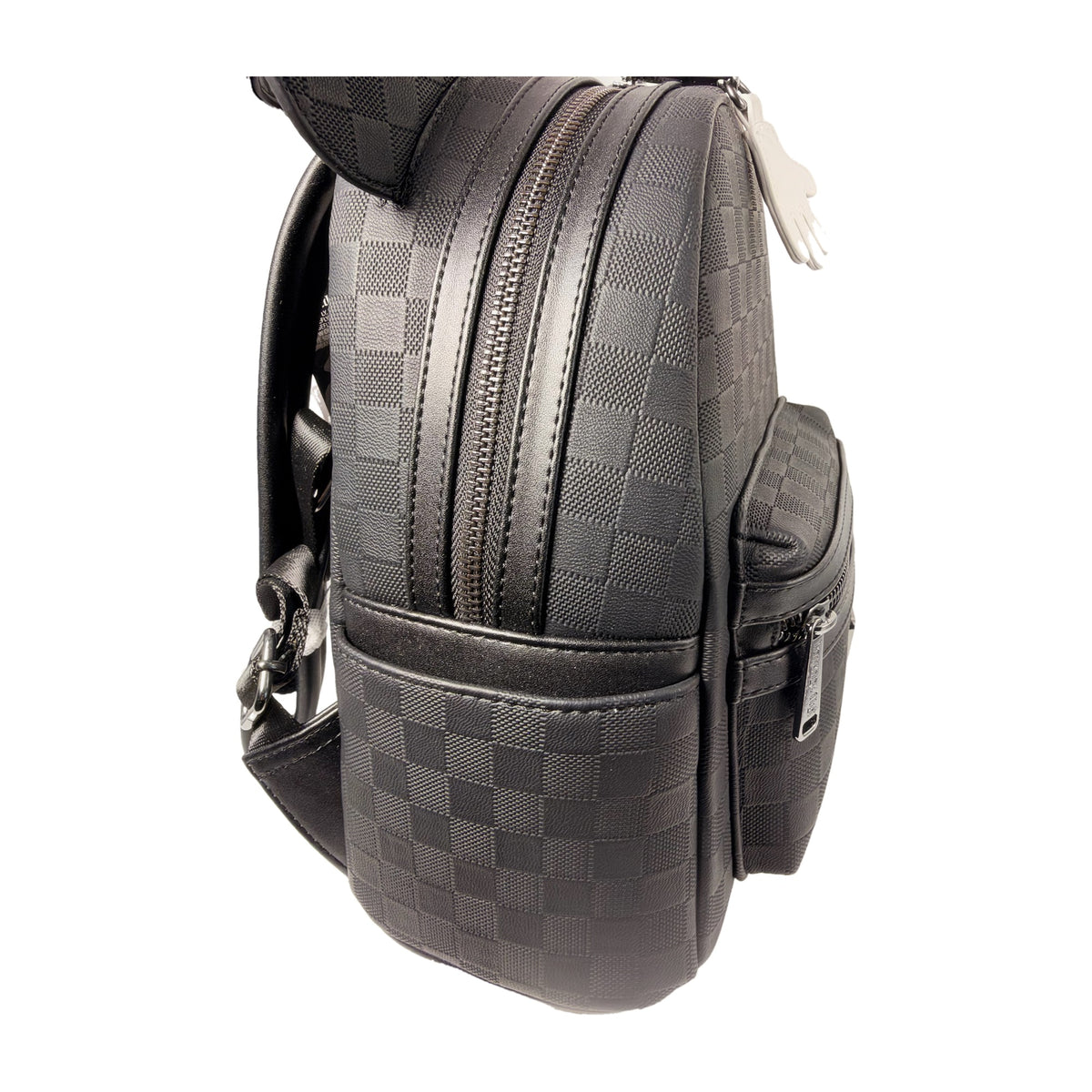 Loungefly | Disney Mickey Mouse Checkered Texture Mini Backpack | Black Debossed with Ears
