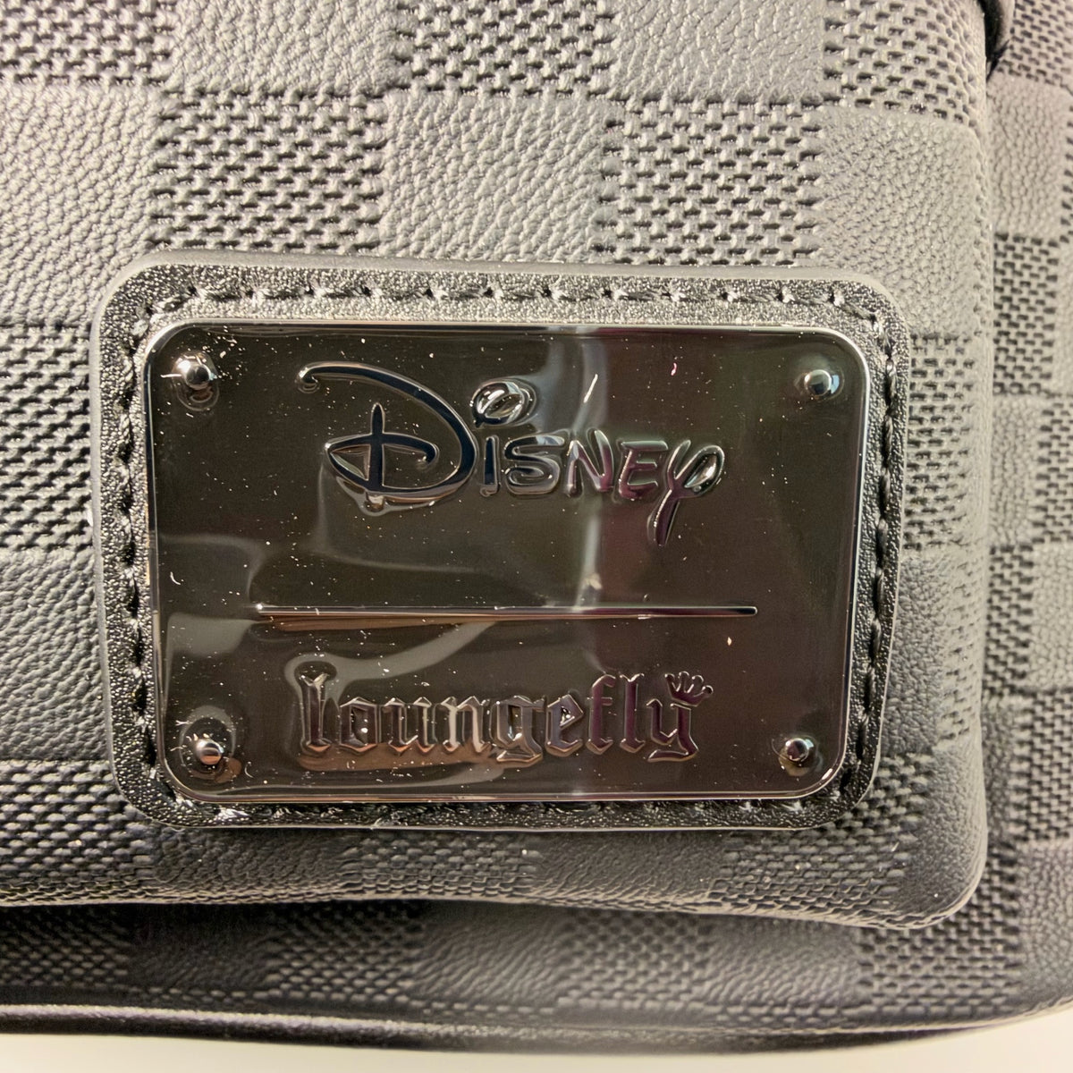 Loungefly | Disney Mickey Mouse Checkered Texture Mini Backpack | Black Debossed with Ears