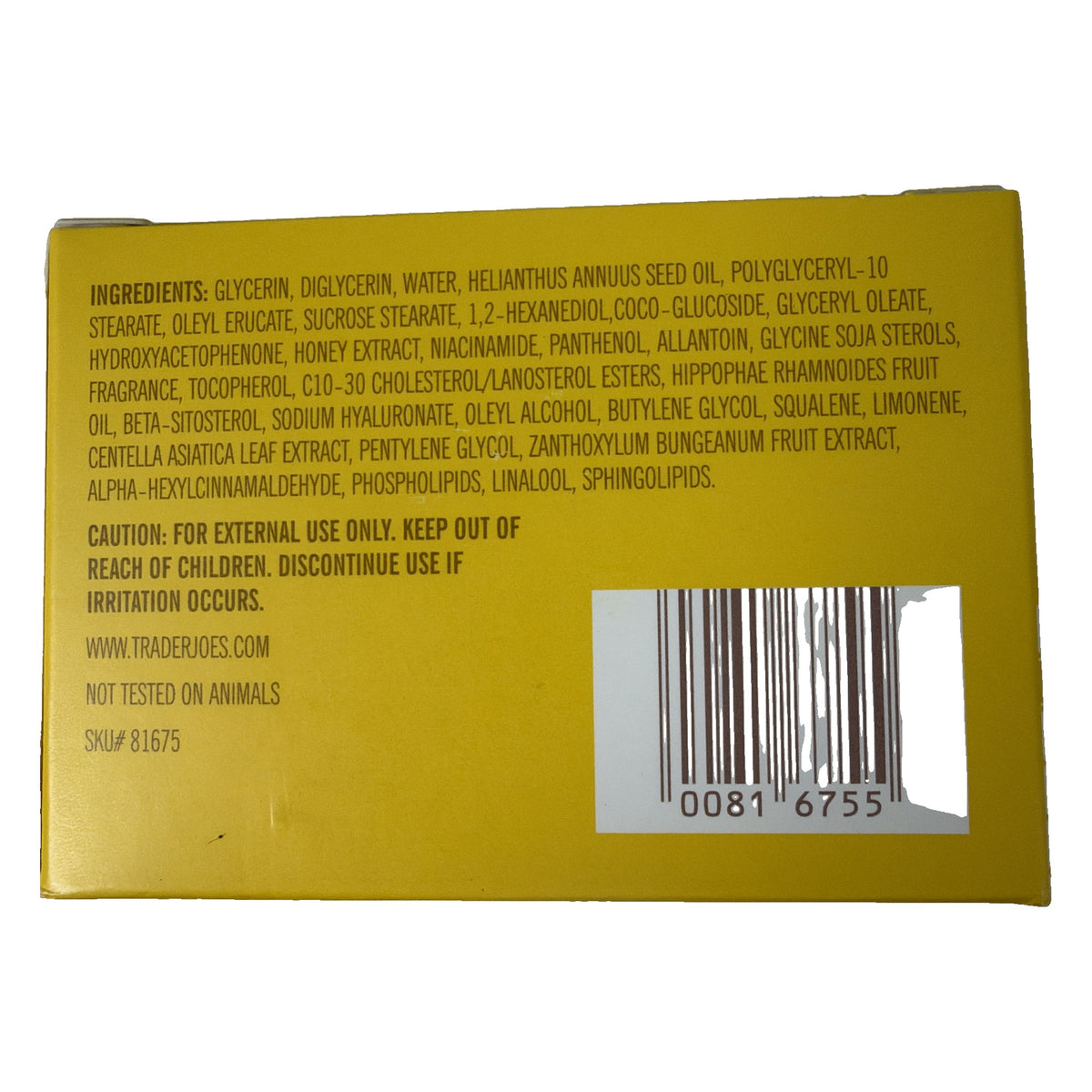 Trader Joe's | Honey Hydration Face Mask | Niacinamide, Sea Buckthorn & Ceramides | 2.6 oz