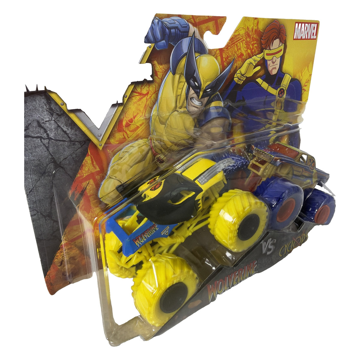 Monster Jam Marvel 1:64 Wolverine vs Cyclops 2-pack angle wolverine