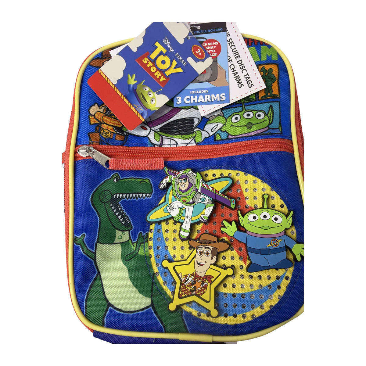 Disney Pixar | Toy Story Toy-Riffic Team Kids Lunch Bag | 3 Snap-On Charms Buzz Woody Alien