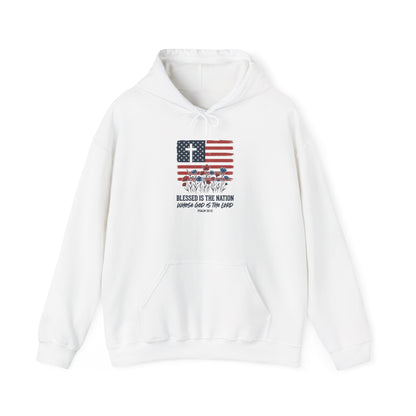 Blessed Is the Nation | Flag Cross Tee | Faith & Freedom 4th of July