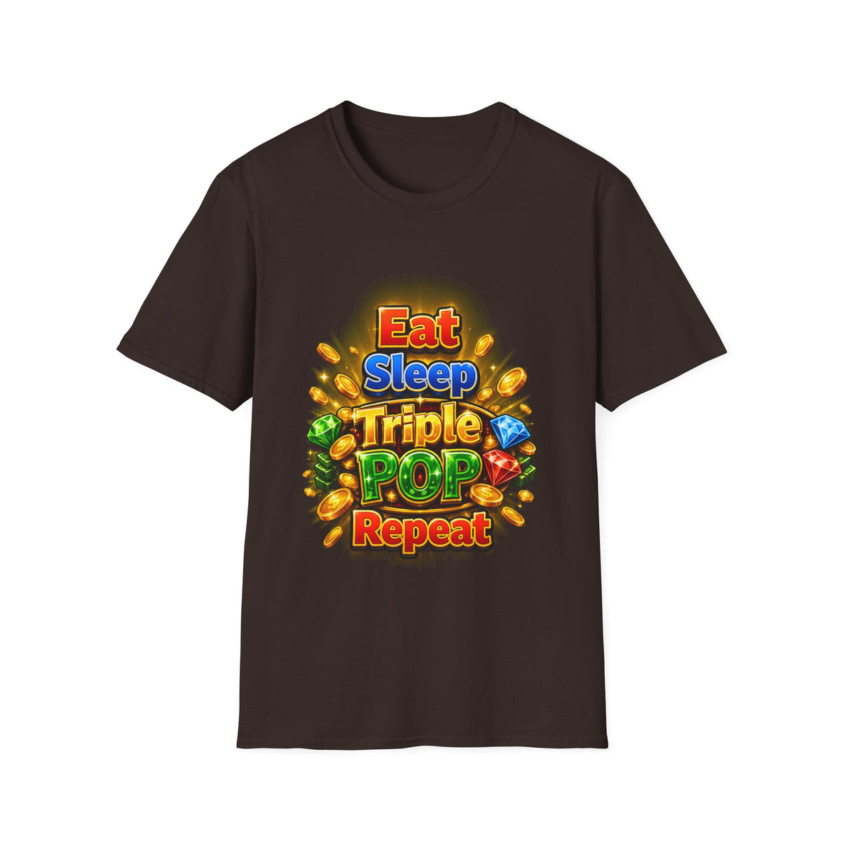 Eat Sleep Triple Pop Repeat  | T-Shirt | Gamer Coin Pop Arcade Tee