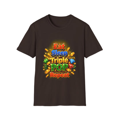 Eat Sleep Triple Pop Repeat  | T-Shirt | Gamer Coin Pop Arcade Tee