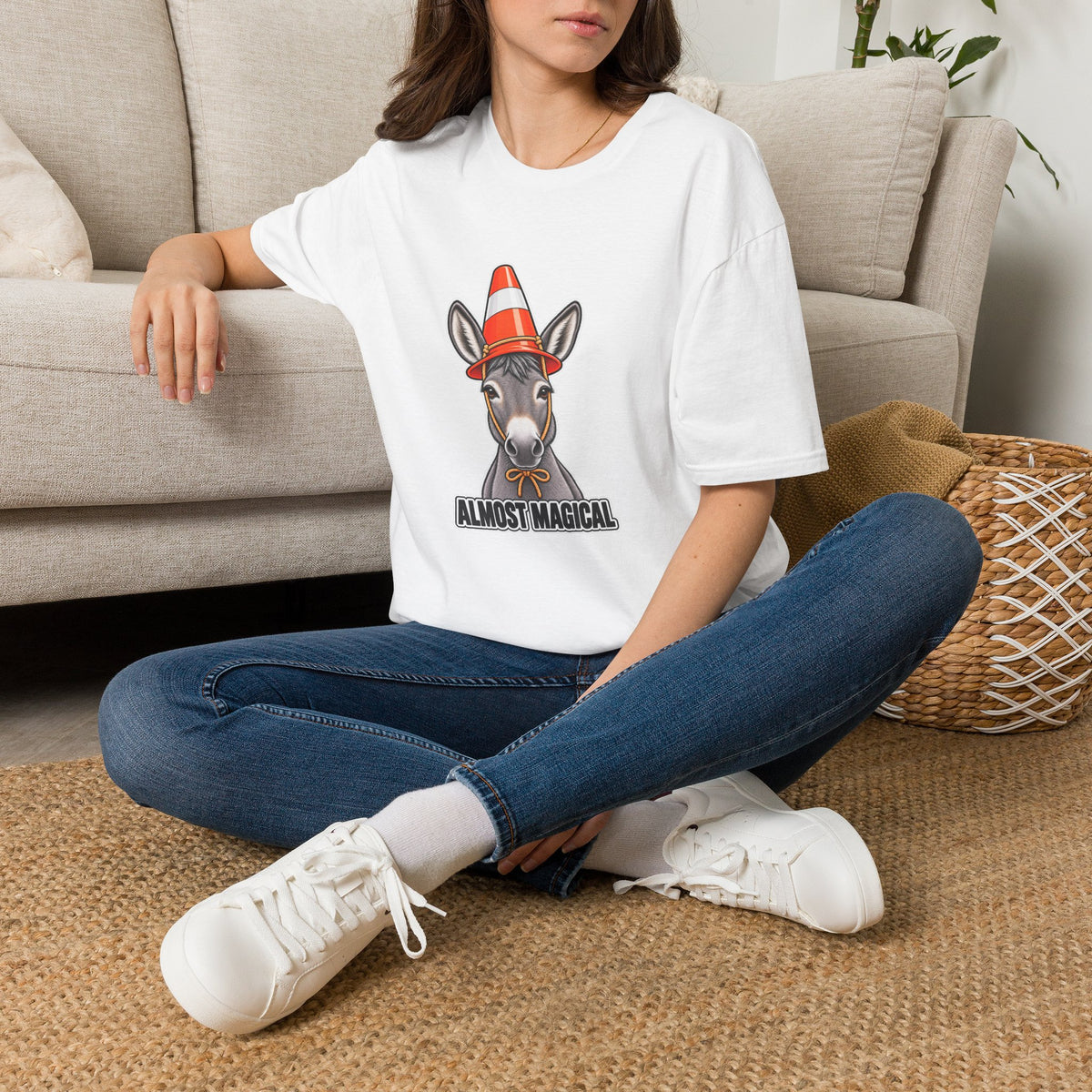 Almost Magical | Cute Donkey Wearing Traffic Cone | Tee