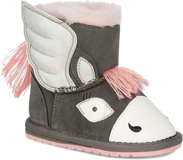 Emu Australia | Pegasus Walker Boots | Size 6-12 Months Charcoal & Pink K12757