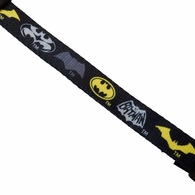 Batman logo strap with black and yellow design on a white background