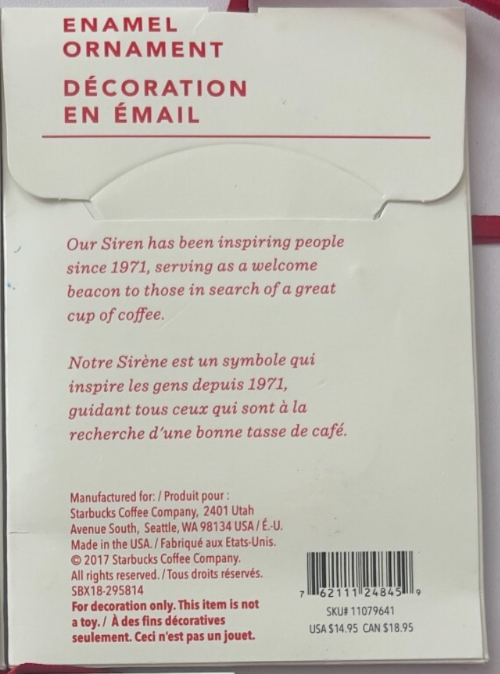 Back of a Starbucks coffee cup with text and branding