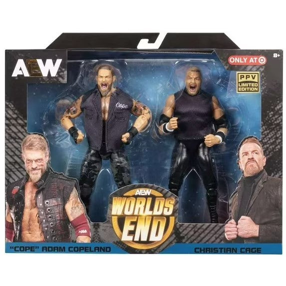 Action figure set in packaging with AEW branding