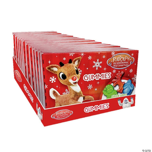 Box of Rudolph the Red-Nosed Reindeer Gummies on a white background