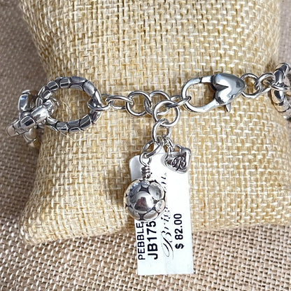 Brighton Pebble Pave Necklace And Bracelet Set- Clear Crystals  And Silver