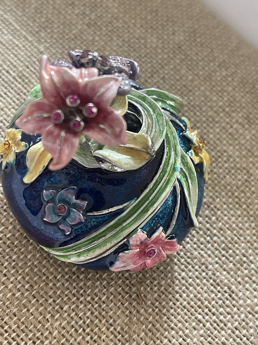 Ruccini Trinket Box Swarovski Crystals Jeweled Rhinestones 24K Gold Bird