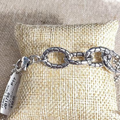 Brighton Pebble Pave Necklace And Bracelet Set- Clear Crystals  And Silver
