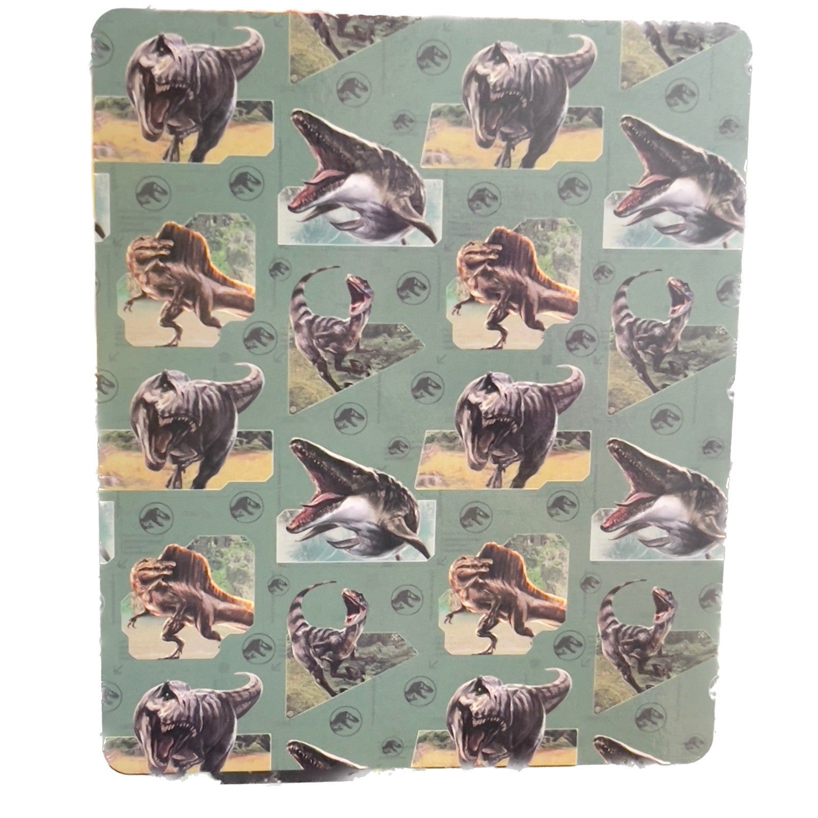 Sticker sheet with dinosaur designs on a green background
