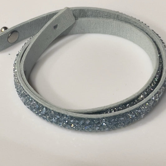 Origami Owl Light Blue Swarovski Crystal Wrap Bracelet - Adjustable Leather Bracelet