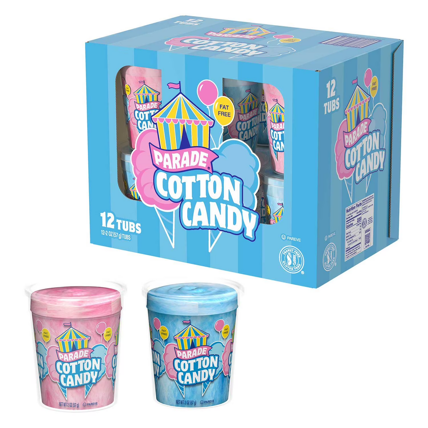 Parade Cotton Candy - 12 Tubs (2 oz. each) FREE SHIPPPING