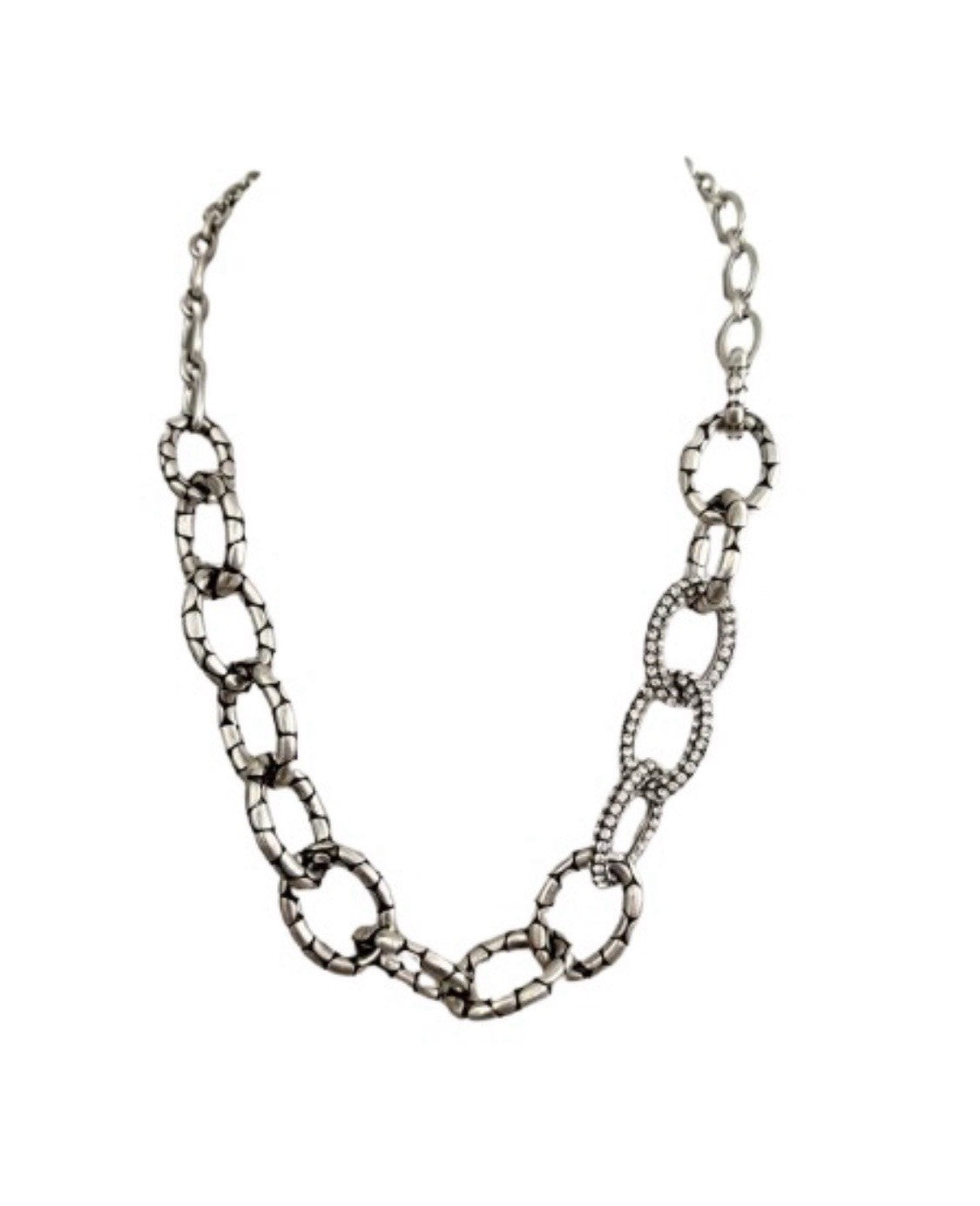 Brighton Pebble Pave Necklace And Bracelet Set- Clear Crystals  And Silver
