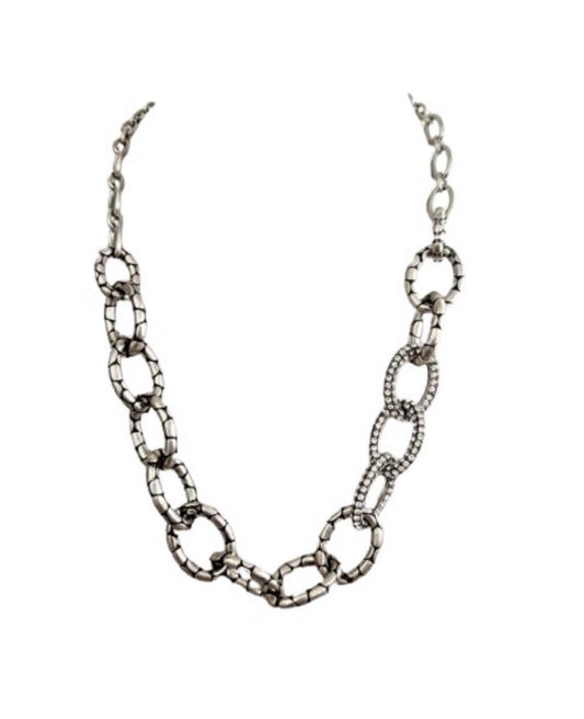 Brighton Pebble Pave Necklace And Bracelet Set- Clear Crystals  And Silver