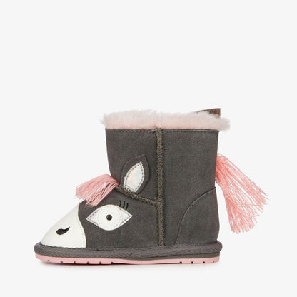 Emu Australia Pegasus Walker Size 10 Kids - Charcoal & Pink K12757