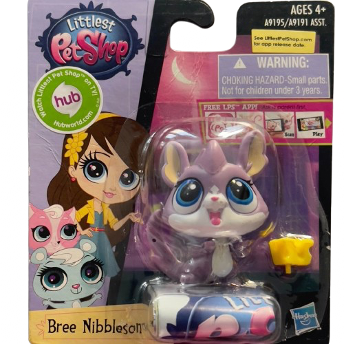 Littlest Pet Shop Bree Nibbleson #3653 - Purple & White Chinchilla Bobble Head