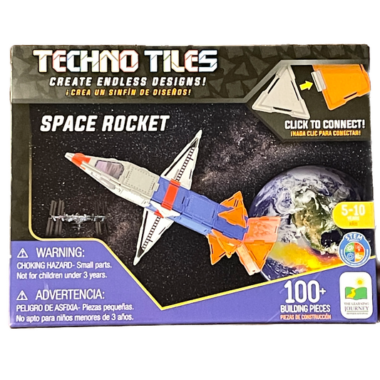 Techno Tiles Space Rocket Construction Set - 100+ Building Pieces STEM Toy