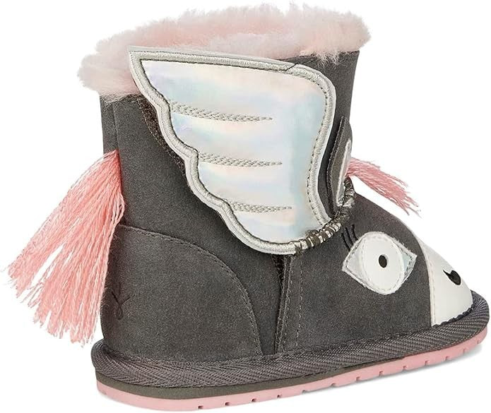 Emu Australia Pegasus Walker Size 10 Kids - Charcoal & Pink K12757