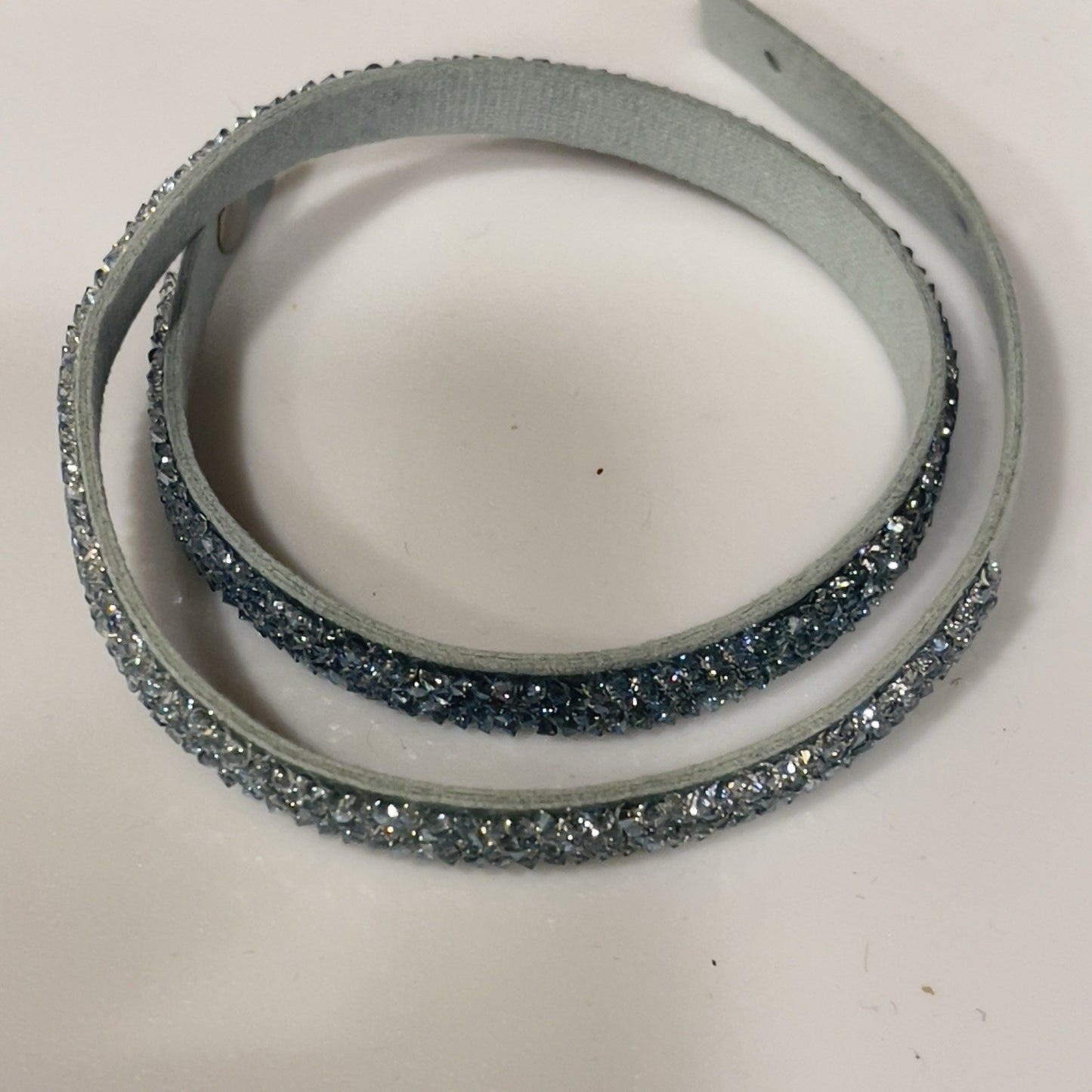 Origami Owl Light Blue Swarovski Crystal Wrap Bracelet - Adjustable Leather Bracelet