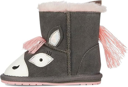 Emu Australia | Pegasus Walker Boots | Size 6-12 Months Charcoal & Pink K12757