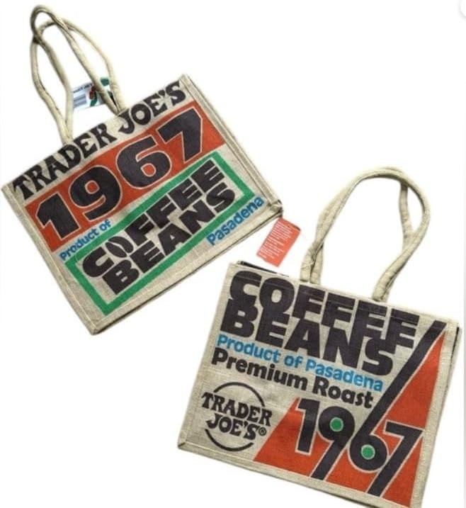 Trader Joe's Jute Bag - 1967 Pasadena Coffee Beans Premium Roast (2 Pack)