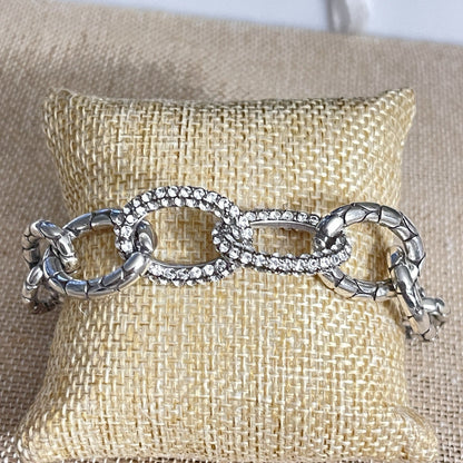Brighton Pebble Pave Necklace And Bracelet Set- Clear Crystals  And Silver